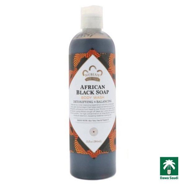 صابون أفريقي سائل بالصبار والشوفان 384 ملل Nubian Heritage, Body Lotion, African Black Soap, 13 fl oz (384 ml)