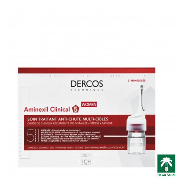 فيشي ديركوس أمينيكسيل كلينكال 5 لعلاج تساقط الشعر للنساء 21x 6 ملل Dercos Aminexil Clinical 5 for hair loss