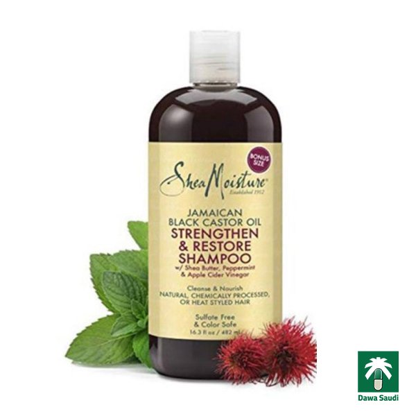 شامبو الخروع الجاميكي 384 ملل SheaMoisture, Jamaican Black Castor Oil, Strengthen & Restore Shampoo, 13 fl oz (384 ml)